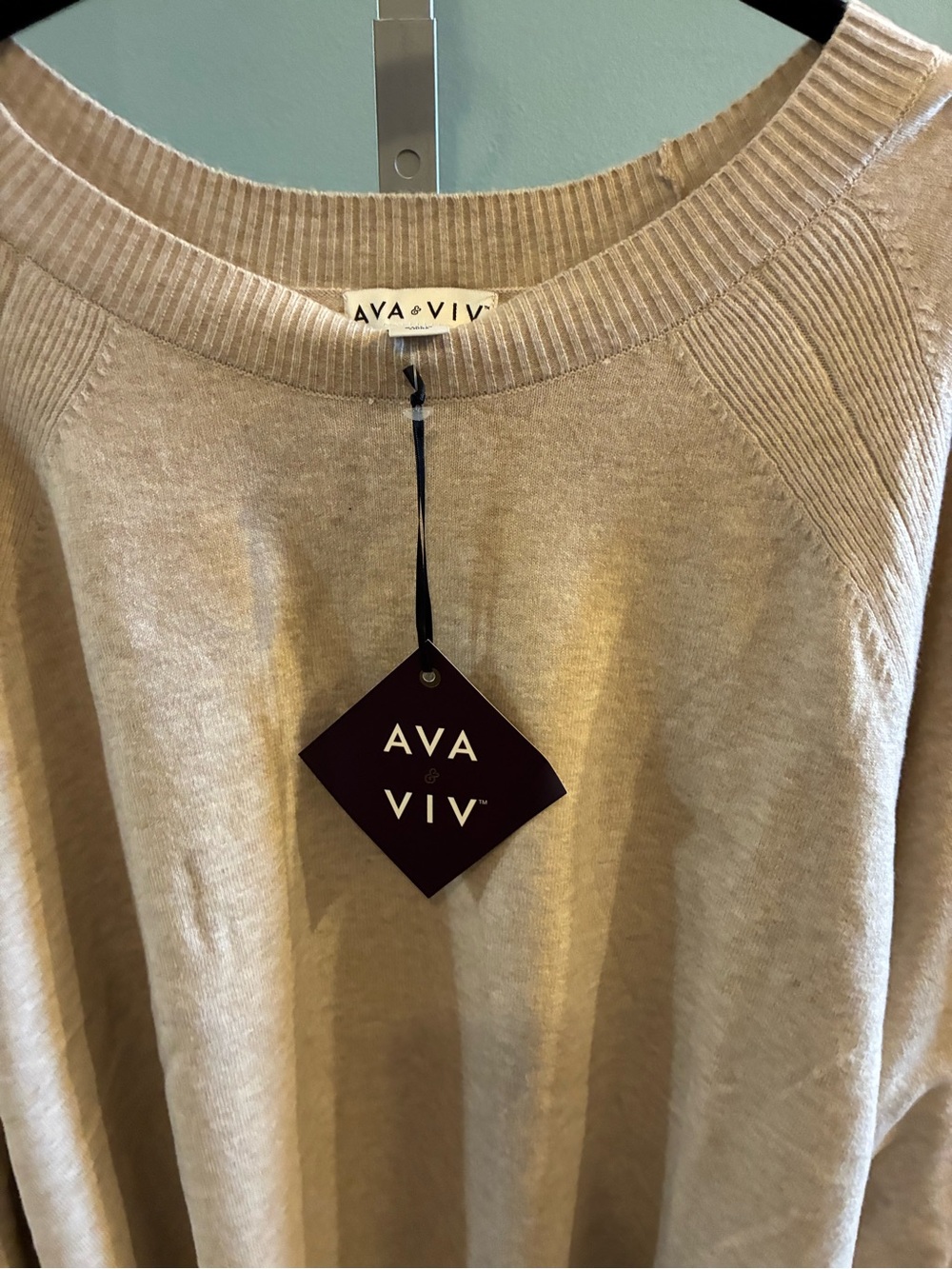 Ava & Viv Taupe V-Neck Sweater